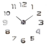 Samolepící hodiny na stěnu 80 - 120 cm stříbrné