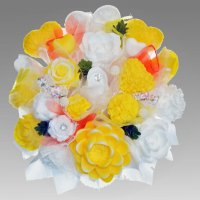 Mýdlová kytice - žluto - bílá XL