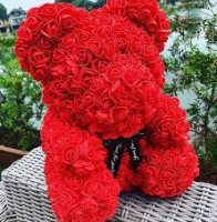 Medvídek z růží - červený 25 cm