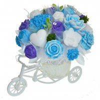 Mýdlová kytice kolo - fialovo, modro, bílá