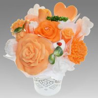 Mýdlová kytice - oranžovo - bílá