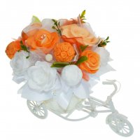 Mýdlová kytice kolo -oranžovo, bílá