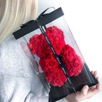 Medvídek z růží - bílý 22 cm
