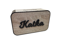 Dřevěná 3D pokladnička se jménem nebo nápisem