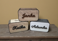 Dřevěná 3D pokladnička se jménem nebo nápisem