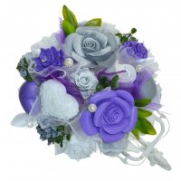 Mýdlová kytice kolo - fialovo,šedo, bílá