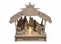 Dřevěný vyřezávaný betlém – Se stříškou