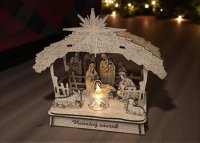 Dřevěný vyřezávaný betlém – Se stříškou
