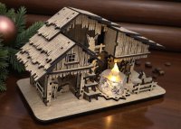 Rodinný dřevěný betlém se stříškou