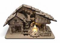 Rodinný dřevěný betlém se stříškou