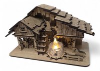 Rodinný dřevěný betlém se stříškou