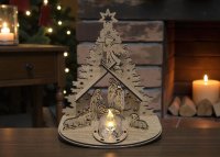 Dřevěný vánoční betlém – Vyřezaná Svatá rodina