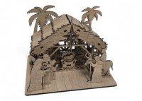 Vyřezávaný dřevěný betlém se stříškou