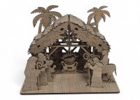 Vyřezávaný dřevěný betlém se stříškou