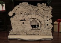 Dřevěný Santa u krbu