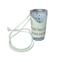 Skleněný panák s koženým obalem – Řidič bez rumu, nemá rozumu