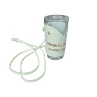 Skleněný panák s koženým obalem – Páleničko, zradila jsi mě, na zem jsi mě shodila