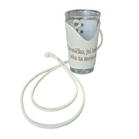 Skleněný panák s koženým obalem – Páleničko, jsi tak dobrá, jako ta moje stará