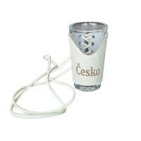 Skleněný panák s koženým obalem – Česko