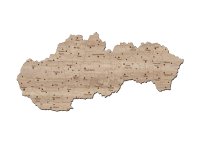 Dřevěná mapa Slovenska s okresy a městy
