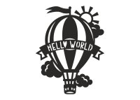 Dřevěný obrázek do dětského pokoje – Balón Hello World