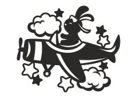 Dřevěný obrázek do dětského pokoje – Králíček v letadle