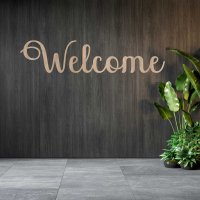 Dřevěný nápis na zeď – Welcome