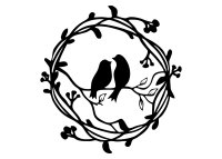 Dřevěný obraz – Ptáčci v kruhu z větviček