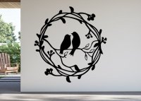 Dřevěný obraz – Ptáčci v kruhu z větviček