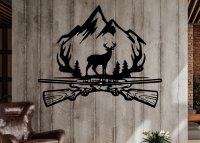 Dřevěný obraz – Myslivecký motiv s jelenem