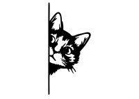 Dřevěný obraz – Kočka vykukující zpoza rohu