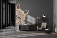 Dřevěný obraz – Kočka vykukující zpoza rohu