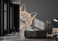 Dřevěný obraz – Kočka vykukující zpoza rohu