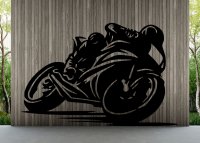 Dřevěný obraz na stěnu – Závodní motorka v zatáčce