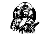 Dřevěný obraz na stěnu – Ježíš Kristus s knihou