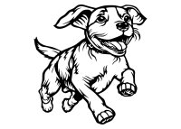 Dřevěný obraz – Běžící pejsek