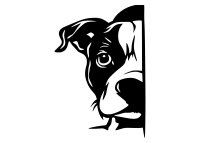 Dřevěný obraz – Pejsek vykukující zpoza rohu