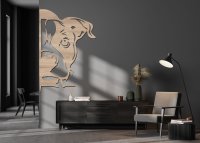 Dřevěný obraz – Pejsek vykukující zpoza rohu