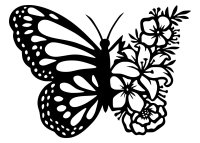 Dřevěný obraz – Motýl s květinami