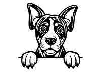 Dřevěný obraz – Pejsek u okraje