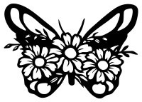 Dřevěný obraz – Motýl s kopretinami