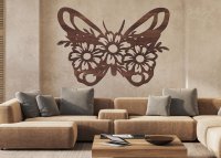 Dřevěný obraz – Motýl s kopretinami