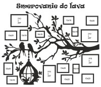 Dřevěný fotorámeček na zeď – Rodinný strom s ptáčky