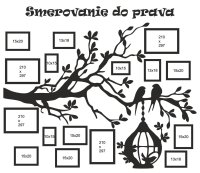 Dřevěný fotorámeček na zeď – Rodinný strom s ptáčky