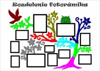 Dřevěný fotorámeček na zeď – Rodinný strom se sovičkou a ptáčkem