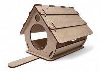 Dřevěná budka pro ptáky s otvorem