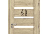 Dřevěná tabulka na WC - žena a muž