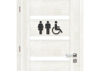 Dřevěná tabulka na WC - žena muž a invalid