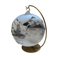 Skleněná  koule na svíčku - šedá, hnědá