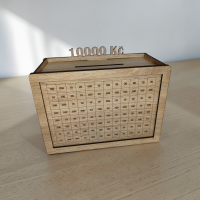 Vyškrtávací dřevěná pokladnička